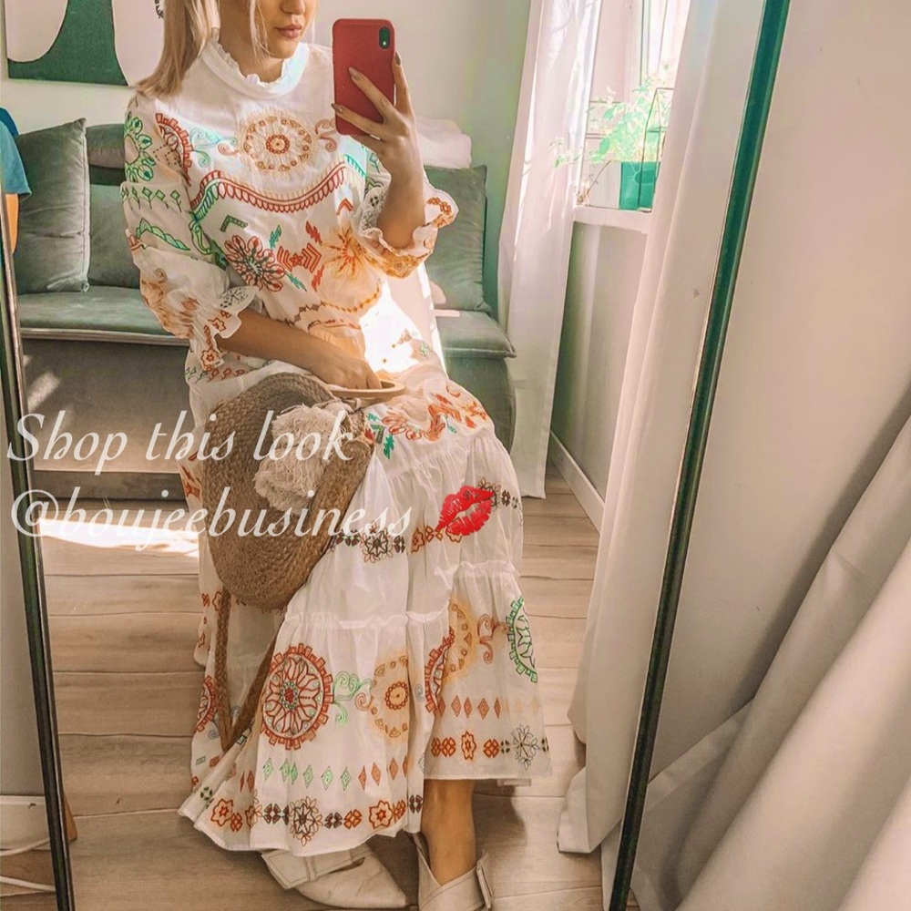 ZARA Voluminous Embroidered Dress - Picture 7 of 9